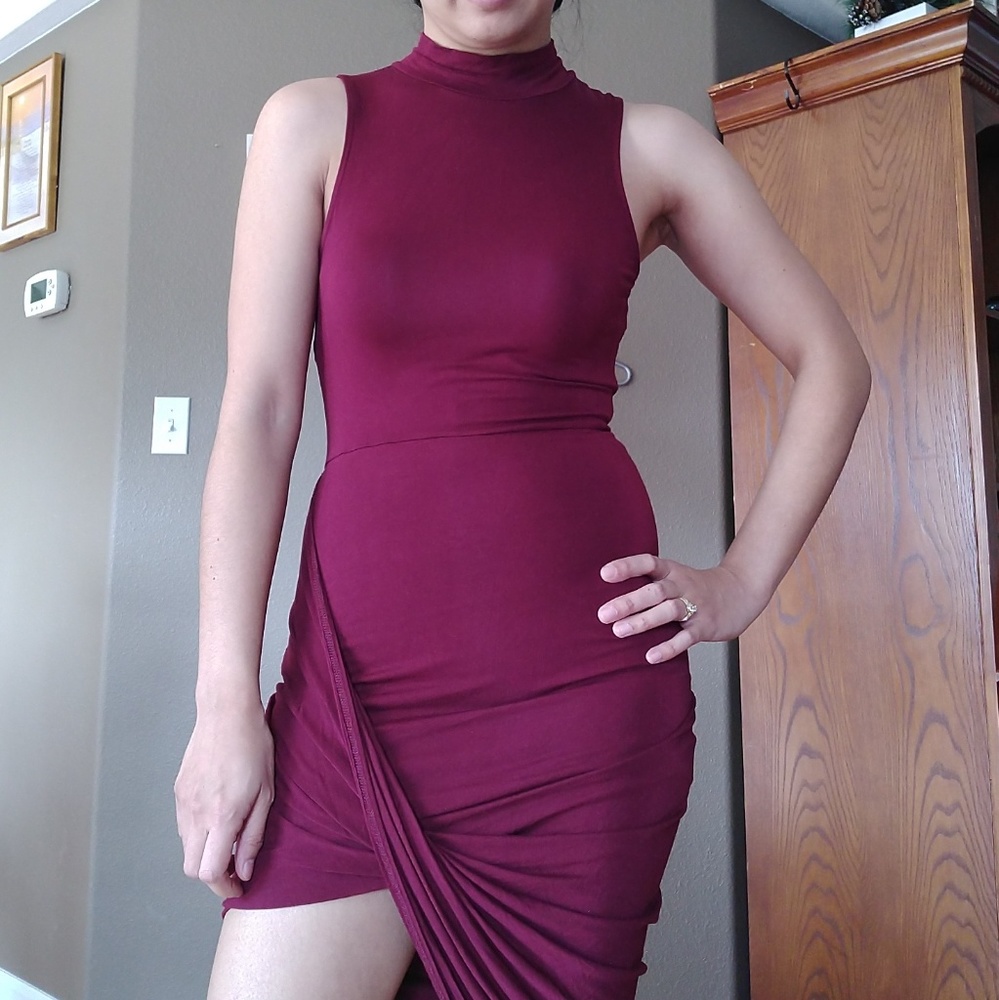 Asymmetrical Drape Hi-Lo Dress - Picture 3 of 7